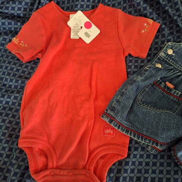 tiny seed denim dress with pink onesie carters 9-12 months - Picture 6 of 8